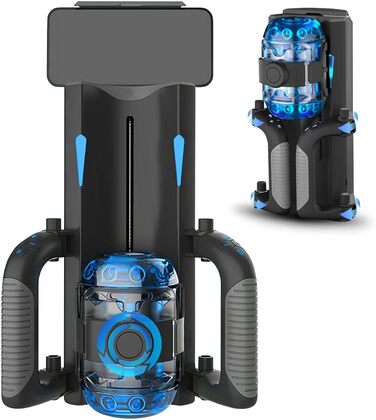 Електричний мастурбатор для чоловіків зі складаною конструкцією, з подвійним захватом, 9 режимів вібрації та 6 телескопічних дистанцій, реалістична 3D-структура вагіни