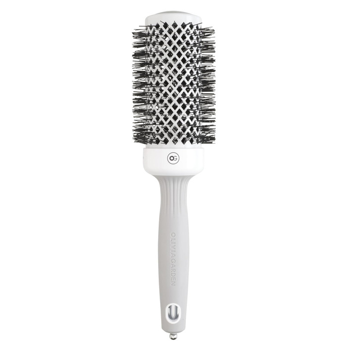 Керамічна кругла щітка для волосся Olivia Garden Expert Blowout Shine (45 мм, XS) — антистатична, для гладких та блискучих локонів, біло-сіра