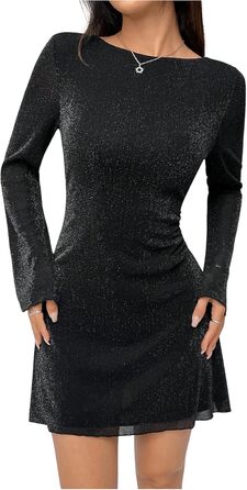 Чорне міні-плаття SweatyRocks з відкритою спиною та довгими рукавами для вечірок