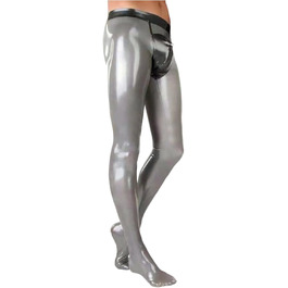 Легінси чоловічі Latexhose з блискавкою спереду, Cool Sexy Clubwear, 0.4 мм, 3XL, срібні, чорні