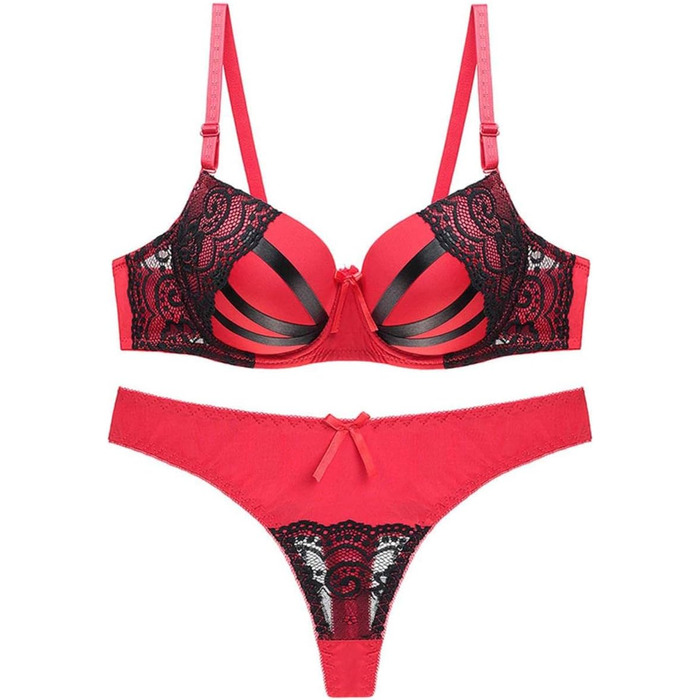 Сексуальна жіноча білизна: комплект з мереживом, V-подібний виріз, push-up, бежевий, Китай, розмір 42