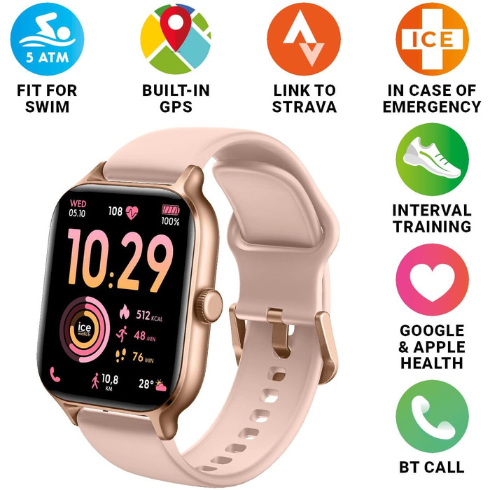 Смарт-годинник Ice-Watch Ice fit RT 3.0 Rose-Gold Nude для жінок, силіконовий ремінець, 1.75
