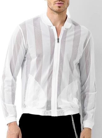 Чоловіча сітчаста сорочка-майка Casey Kevin Herren з прозорою вставкою, розмір M, колір білий