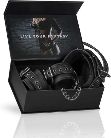 EasyToys Набори наручників з штучної шкіри, регульовані, 80 см, діаметр 11-28 см - для ролей Domina/Dominus