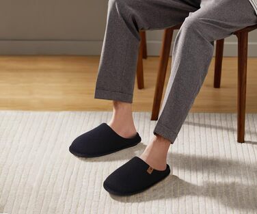 Чоловічі домашні капці ONCAI з ефектом пам'яті Memory Foam, з підкладкою зі штучного хутра та гумовою підошвою, чорні, розмір 46 EU