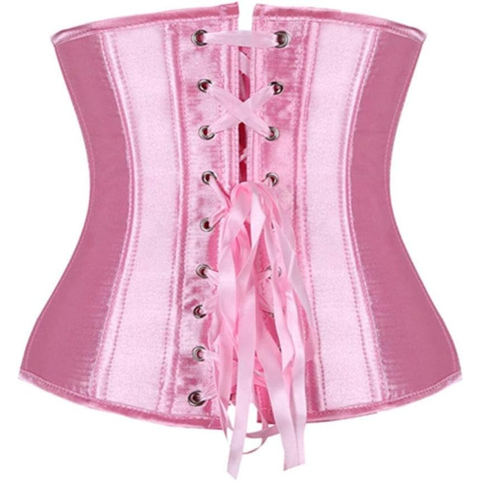 Корсет під груди SZIVYSHI Waspie Cincher з 14 спіральними сталевими кістками, 5-рівнева застібка, рожевий (XS) для готики, стімпанку та косплею