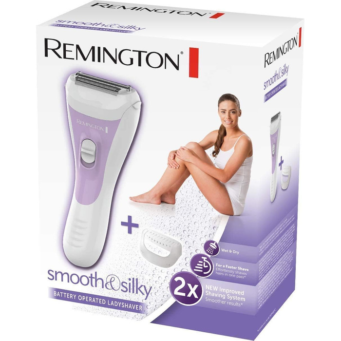Жіноча бритва Remington smooth&silky WSF5060 для обличчя та тіла, з насадкою для бікіні та Aloe Vera, для вологого та сухого гоління, білий/фіолетовий