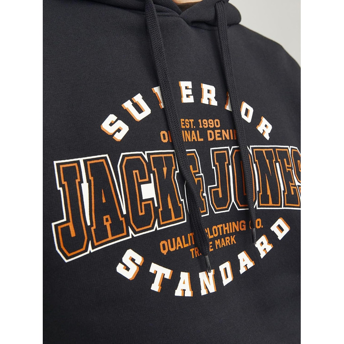 Чоловіча велика худі Jack & Jones Plus Size з логотипом, чорна