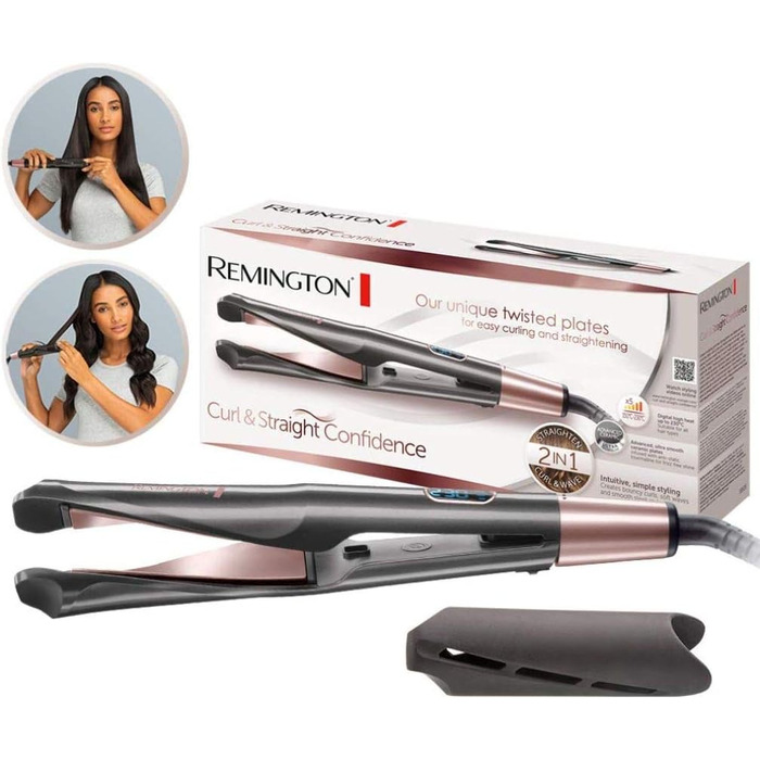 Іонійний фен-стайлер Remington Curl-Straight D5707 2в1 для завивки та випрямлення волосся (2200W, з дифузором, конічною насадкою та круглою щіткою 45мм)
