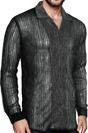 Чоловіча прозора футболка Panegy з мереживом та сіткою, чорна (M)