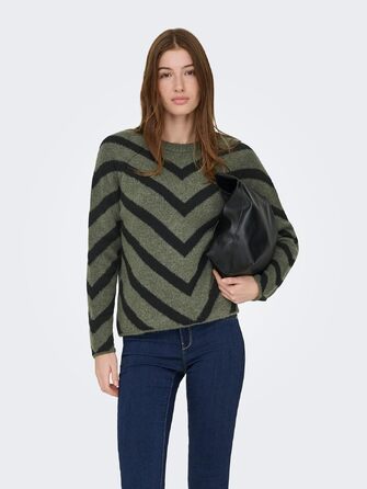 Жіночий в'язаний светр ONLY LIZA Lizard/Black — стильний трикотажний пуловер