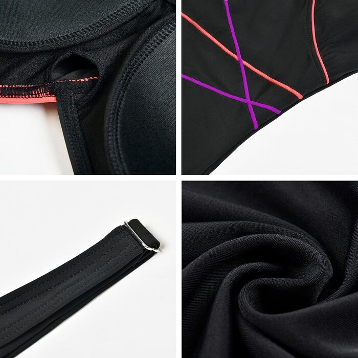 Жіночий спортивний купальник Racerback чорний, фіолетовий та оранжевий | Sport Bademode 40