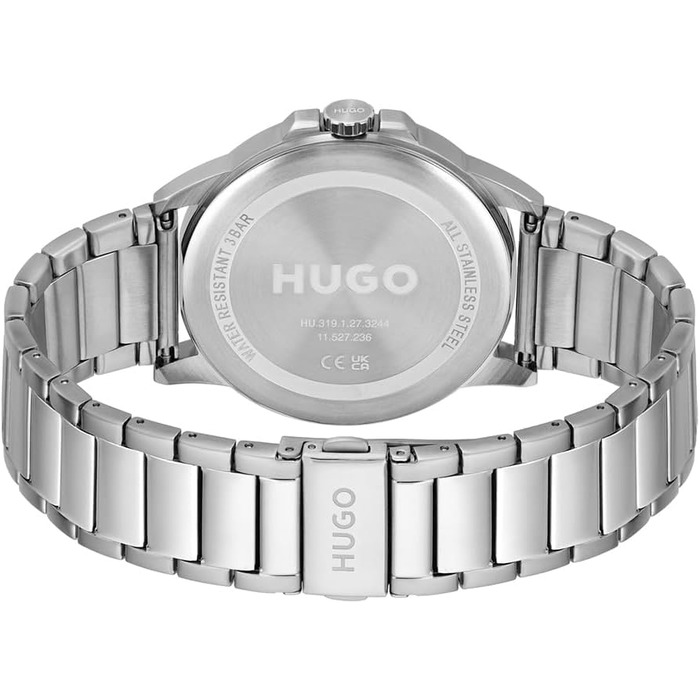 Чоловічий аналоговий кварцовий годинник HUGO First Collection, сріблястий, сталевий ремінець