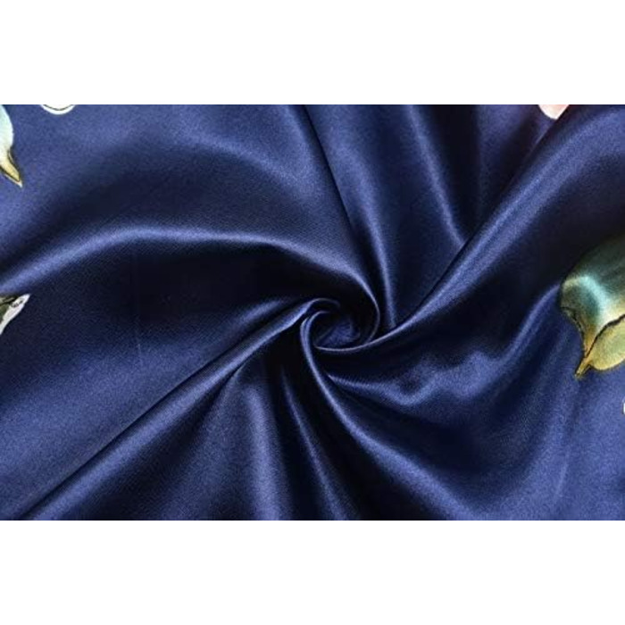 Халат жіночий Goodmansam, довгий, квітковий сатин, кімоно, для весілля, вечірній, нічний (XL-XXL, Джинсовий блакитний)