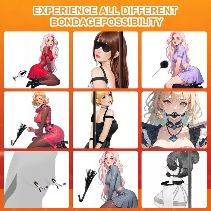 Набір для БДСМ з шкіри: фетіш, сексуальне рабство, для дорослих, 19 предметів (чорний)