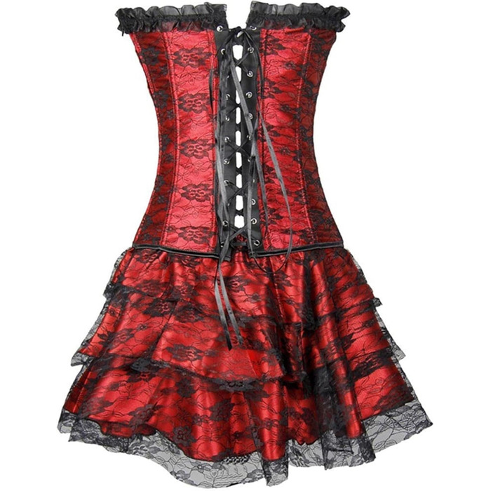 Корсет жіночий з кісточками Overbust, бюстєльє, корсаж, талія, тренажер для талії, формувач талії, топ корсаж, вінтажний, зелений (червоний, XXL)