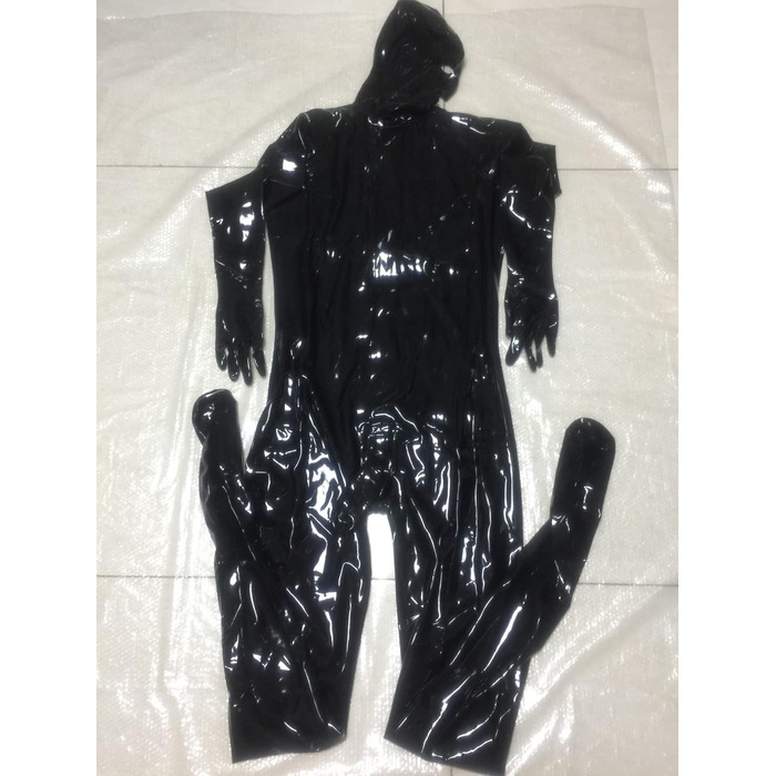 Комбінезон Zentai з латексу MCWJ для чоловіків та жінок (Unisex), чорний, розмір XXL