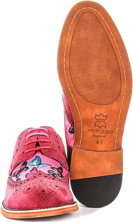 Чоловічі замшеві туфлі JUSTINREESS England Julio з принтом метеликів, рожеві, розмір 46.5 EU