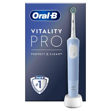 Електрична зубна щітка Oral-B Vitality Pro, синя, 3 режими чищення, таймер, акумуляторна, набір з 1 шт