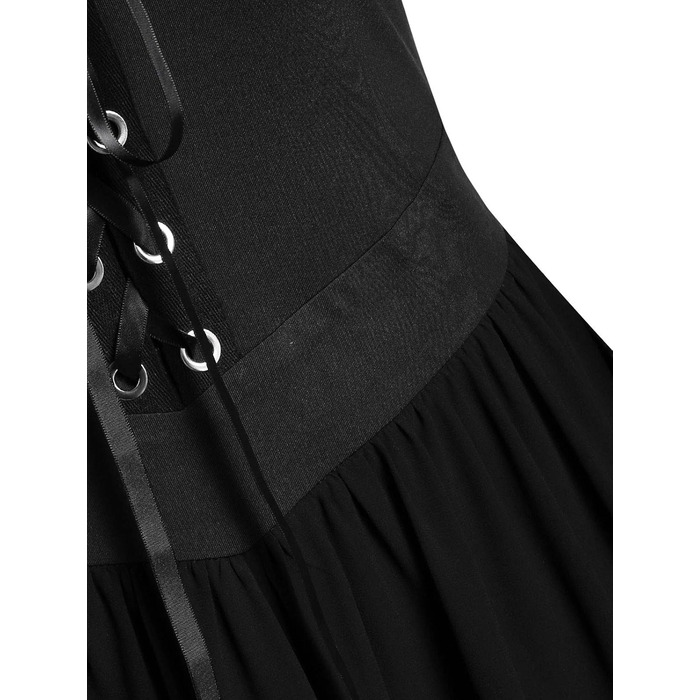 CHARMMA Готичне вечірнє плаття на Геловін, сукня A-силуету з шнуруванням, максі, чорна, для жінок, розмір плюс, з рукавами-метеликами, вінтажний костюм відьми, косплей, клуб, вечірка, 3XL