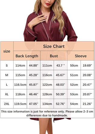 Жіночий атласний халат довгий, баня халат, кімоно, легкий, весільний, м'який, для вечірки, нічна сорочка, V-подібний виріз, S-X (XL, пурпурно-червоний)