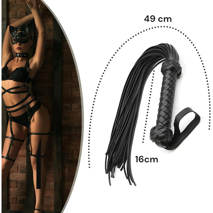 Пета (бич) для БДСМ: Флогер, бич 49 см, іграшки для БДСМ, сексуальні іграшки, екстремальні відчуття, пари, м'який бич, іграшки для БДСМ, шкіряний бич, Флогер, бич SM, FOPS B21-13