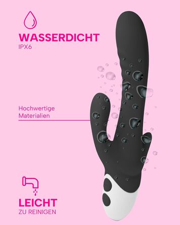 Вібратор MySecretCase Rabbit 21 см для жінок: набір з 6 вібраторів, 9 режимів, стимуляція клітора та G-точки, з язичком, чорний