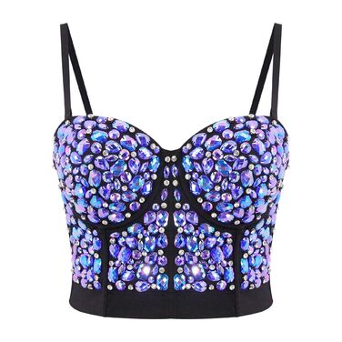 Жіночий бюстгальтер-корсет Naimo з блискітками та стразами, push-up, топ, камі, для вечірок та клубів, блакитний