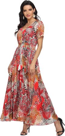 Сукня максі А-силуету VintageClothing, червона в принт (S)