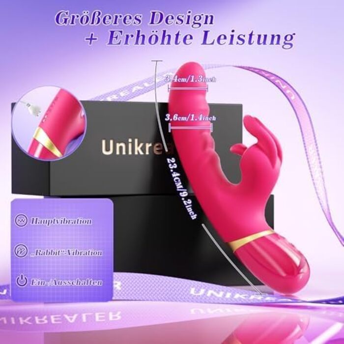 Набір вібраторів для жінок, секс-іграшки з 12 режимами, м'який дилідо з силікону, кролик-вібратор, тиха та потужна вібрація, стимулятор клітора та G-точки, секс-іграшка для жінок + додаток, мастубатор, яскраво-рожевий