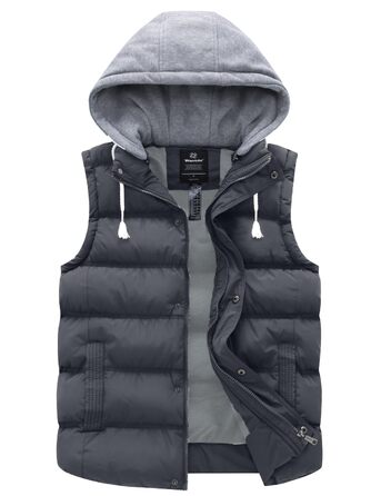 Чоловічий зимовий жилет Wantdo Outdoor з капюшоном, стібаний, сірий (розмір M)