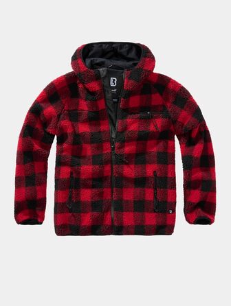 Чоловіча робоча куртка Brandit Teddyfleece Worker Jacket, теплий фліс, червоно-чорна, розмір 3XL