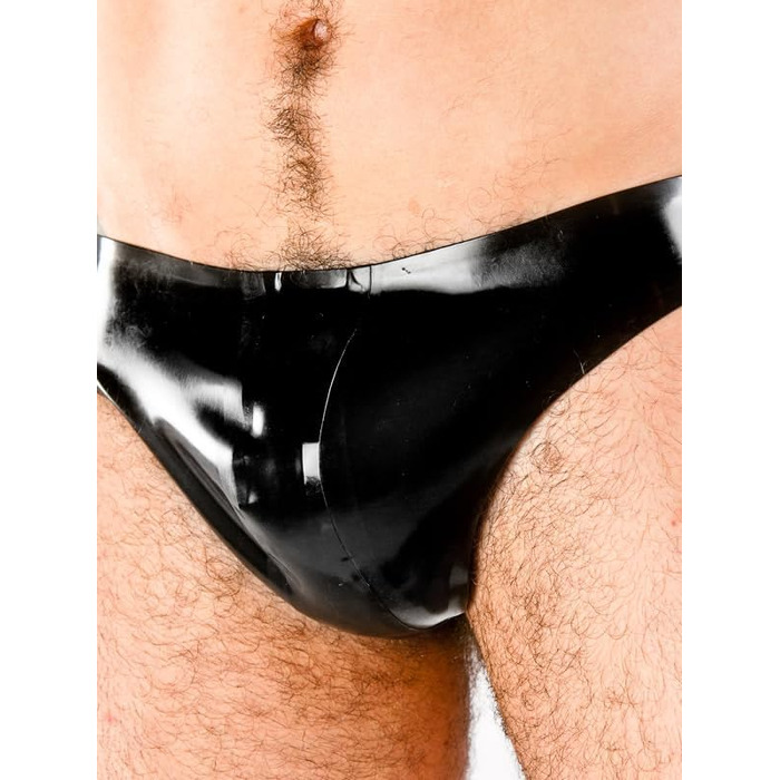 Чоловічі латексні сліпи (G-String) ABWL, натуральний каучук, чорний колір, розмір M. Ідеально для косплею, клубної моди та костюмів.