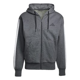 Чоловіча флісова худі на блимавці Adidas Essential Three Stripes, темно-сіра, розмір XXL