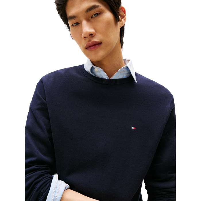 Чоловічий бавовняний джемпер Tommy Hilfiger Essential Cotton Crew Neck, синій (Desert Sky), розмір S