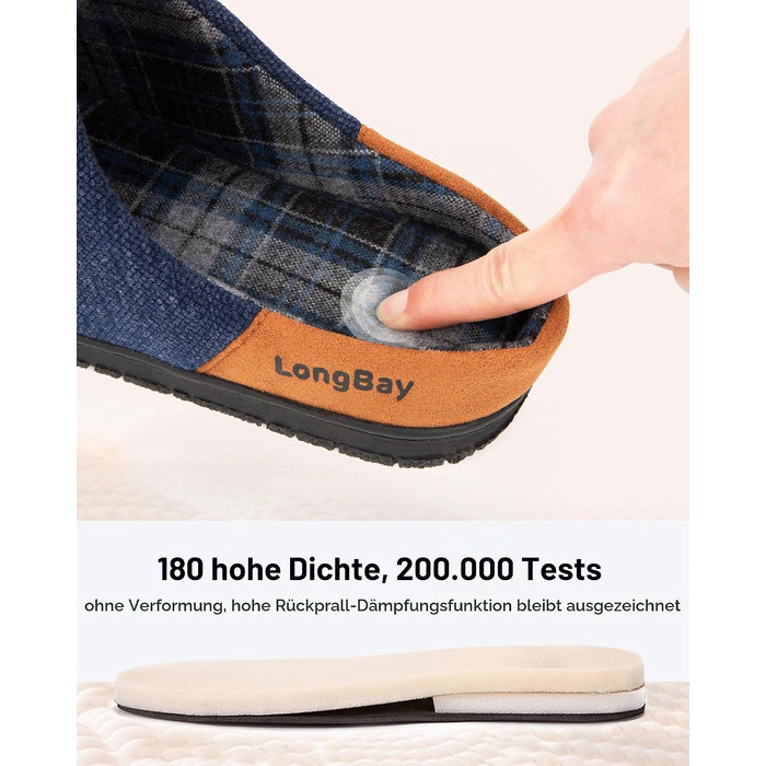 Чоловічі теплі зимові капці LongBay з ефектом пам'яті Memory Foam та підкладкою Sherpa, в'язані, сині, розмір 45 EU