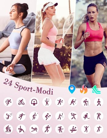 Смарт-годинник для жінок 1.47'' Fitness Tracker: моніторинг пульсу, SpO2, сну, крокомір, відстеження менструального циклу, сповіщення дзвінків та WhatsApp, сумісний з Android та iOS, чорний