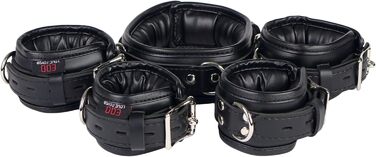 Набір наручників для бондейджу з підкладкою з шкіри: наручники, кайдани для ніг, ошейник, чорний колір