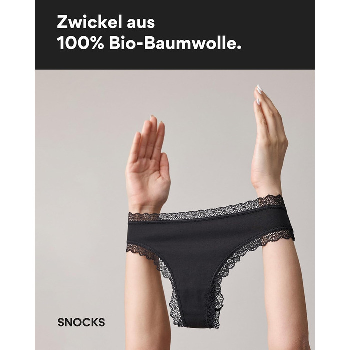 Танга жіночі Snocks з мережива з органічної бавовни – дихаючі та комфортні, не ріжуть – сексуальні труси та білизна для жінок, розмір XS - 4XL, 3 шт. в упаковці