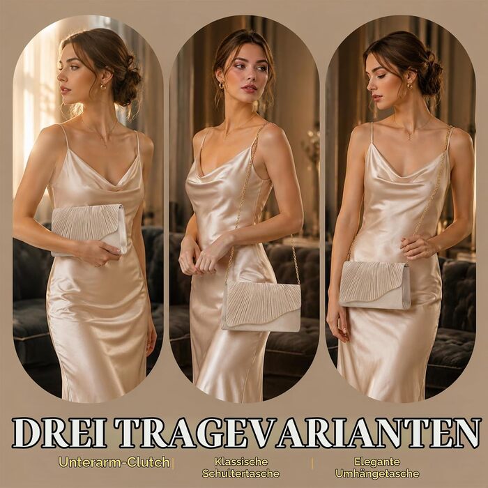 Жіночий вечірній клатч золотистого кольору з атласу, елегантна сумка на ланцюжку для весіль та вечірок