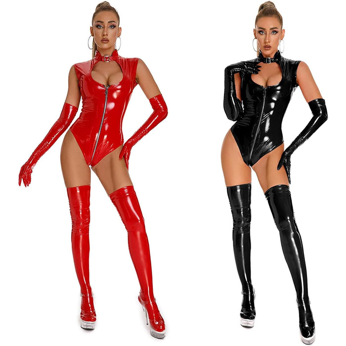 Жіночий боді з ефектом мокрого блиску, латексний костюм 
