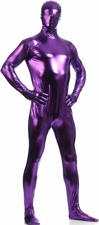 Чоловічий латексний комбінезон-кальсони з блискавкою для клубу, Хелловін, сцени (фіолетовий, XXL)