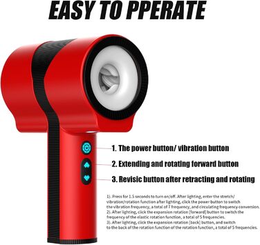 Електричний масажер для чоловіків TDLPlus з 7 режимами вібрації та телескопічним ротаційним механізмом