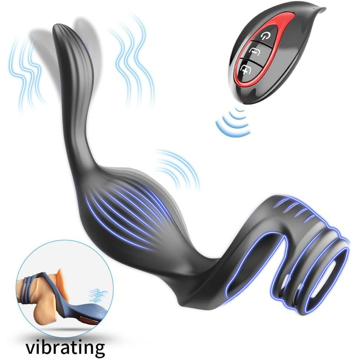 Масажер простати для чоловіків NAIXBTY з кільцем на пеніс та пультом керування, телескопічний вібратор, анальні вібратори, Butt Plug з 12 режимів вібрації та режимом штовхання. Іграшки для дорослих для чоловіків