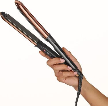 Випрямляч та плойка для волосся BaByliss Straight And Curl Brilliance ST482E: титанові пластини, іонізація Anti-Frizz, 5 рівнів температури до 235°C, мідний колір