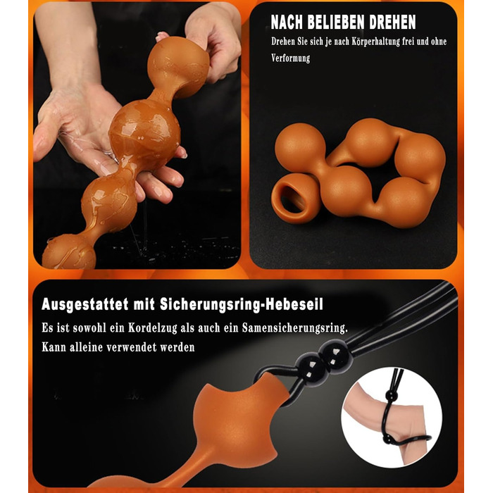 Анальні кулі з силікону різних розмірів (5 шт.) для тренування та масажу. Анальний плаг, дилататор, гачок, анальдуше. Іграшки для дорослих, unisex