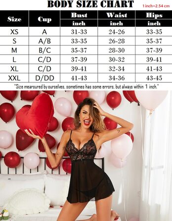 Avidlove Сексуальна білизна для жінок, бабідолл, прозора, нічна сорочка, мереживо, комплект сорочки (M, чорний)