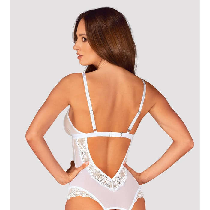 Сексуальний жіночий комплект спідньої білизни Selente Love & Fun: боді/відкритий боді та шовкова маска для очей, виготовлено в ЄС, розмір M-L, білий