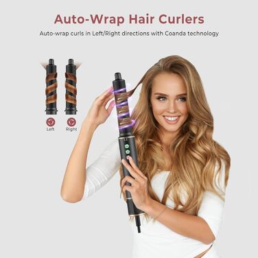 Мультистайлер для волосся 6 в 1 MogaWave Hairstyler Pro Airbrush: стайлер-фен з насадками для об'єму, завивки та випрямлення волосся, чорний
