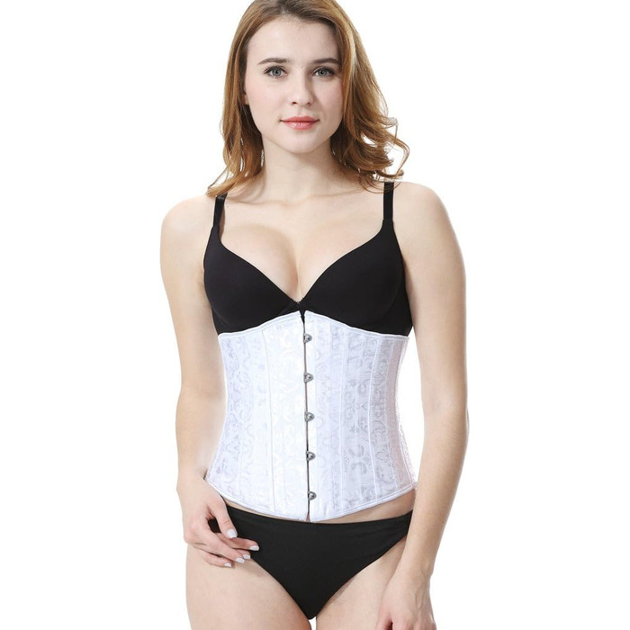 Корсет Everbellus для жінок з 24 сталевими ребрами, для схуднення, корсаж, пояс, під грудьми, без ребер, мідер (S, білий)